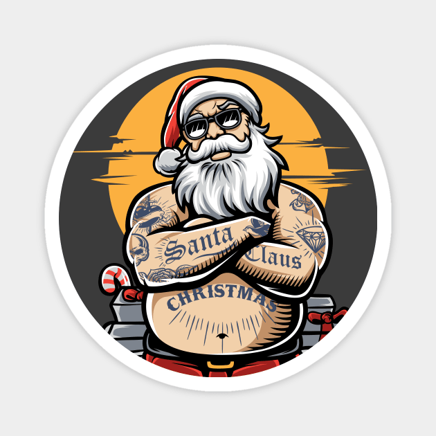 Tattooed Santa Claus // Funny Tatted Up Santa Magnet by SLAG_Creative